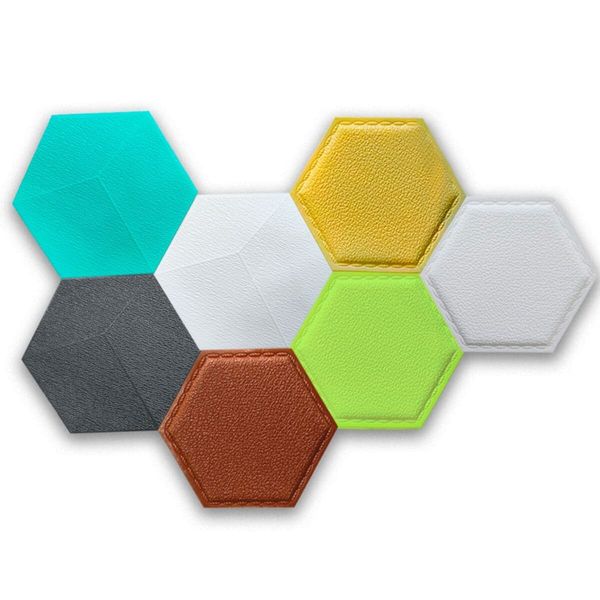 Декоративний самоклеючий шестикутник під шкіру темно-жовтий 200x230мм (1101) SW-00000741 SW-00000741 фото