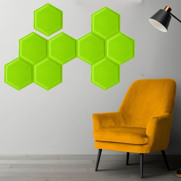 Декоративний самоклеючий шестикутник під шкіру зелений 200x230мм (1102) SW-00000742 SW-00000742 фото