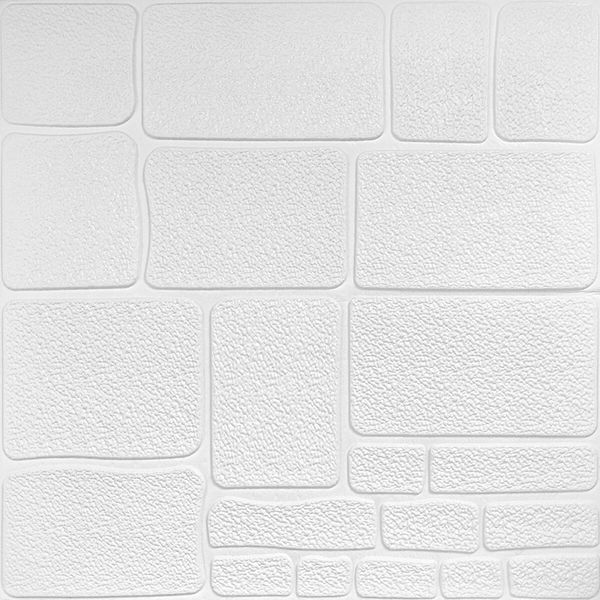 Самоклеюча 3D панель камінь білий 700х700х6мм (151) SW-00001155 SW-00001155 фото