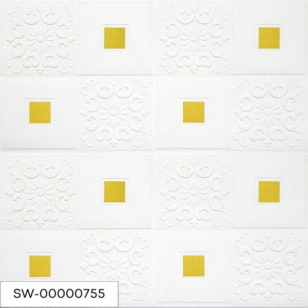 Самоклеюча декоративна настінно-стельова 3D панель фігури з золотом 700х700х5мм (314) SW-00000755 SW-00000755 фото