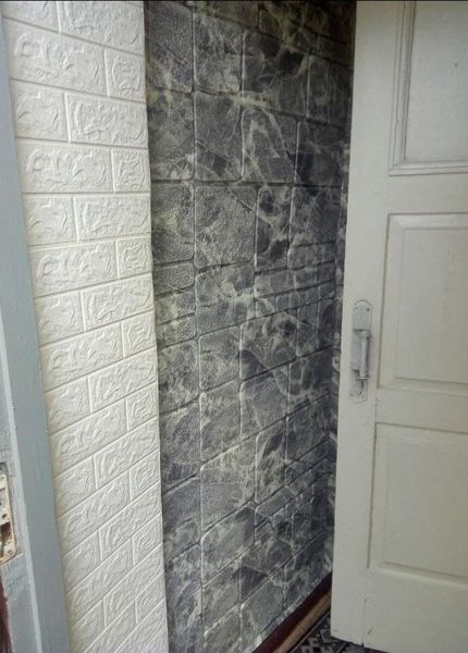 Самоклеюча декоративна 3D панель камінь чорно-білий мармур 700х700х7мм (154) SW-00000219 SW-00000219 фото